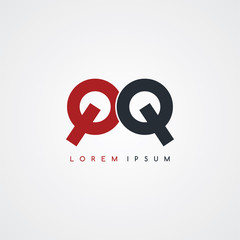 initial letter linked uppercase logo black red in white background