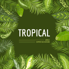 Tropical Palm Leaves Background. Graphic T-shirt Design in Vector