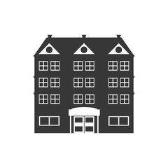 Hotel concept represented by building silhouette icon. Isolated and flat illustration 