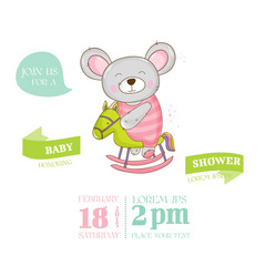 Obraz na płótnie Canvas Baby Shower or Arrival Card - Baby Mouse Girl - in vector