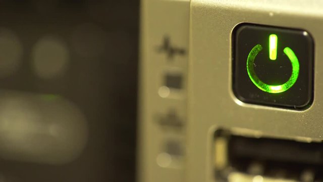 macro shot of a corporate server power button 4k