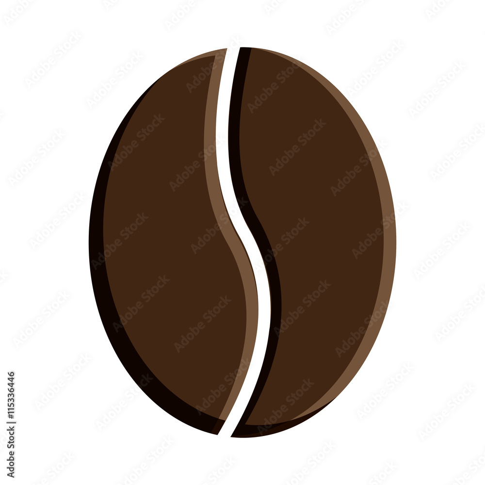 Sticker icon of coffee brown bean , isolated vector illustration