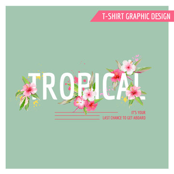 Tropical Flowers Graphic Design - for T-shirt, Fashion, Prints