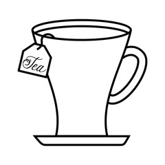 tea cup with bag isolated icon design