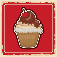 Sweet food product concept represented by cupcake icon. Colorfull and frame illustration. 