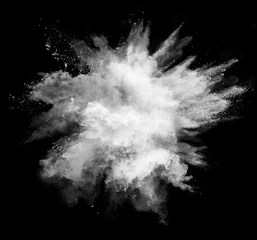 Foto op Canvas Witte poederexplosie op zwarte achtergrond © Jag_cz