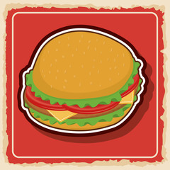 Fast food product concept represented by Hamburger icon. Colorfull and frame illustration. 
