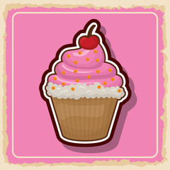 Sweet food product concept represented by cupcake icon. Colorfull and frame illustration. 
