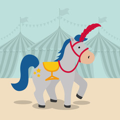 Circus and carnival concept represented by horse icon. Colorfull illustration. 