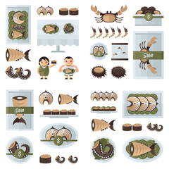 fresh Seafood infographic brown