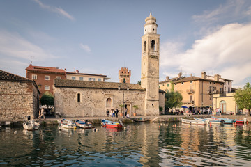 Small, romantic port in Lazise at Lake Garda in Italy
