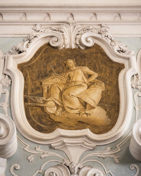 The ornament of fireplace hood in classical villa.