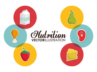 Nutrition and organic concept represented by food icon set. Colorfull and flat illustration 