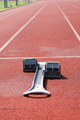 Athletics starting blocks.