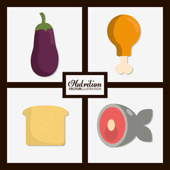Nutrition and organic concept represented by food icon set. Colorfull and flat illustration. Frame background