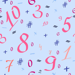 Seamless Pattern with numbers. Back to school