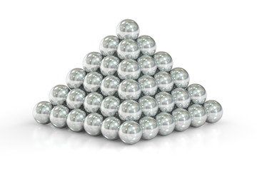 Pyramid of metal balls, 3D rendering