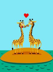 Giraffes in love. Illustration