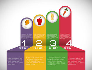 Nutrition and Organic concept represented by Infographic steps icon. Colorfull illustration. 