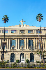 Facade of a historic building in the center of Santiago, Chile