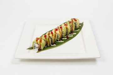 rolls on a white plate on a white background
