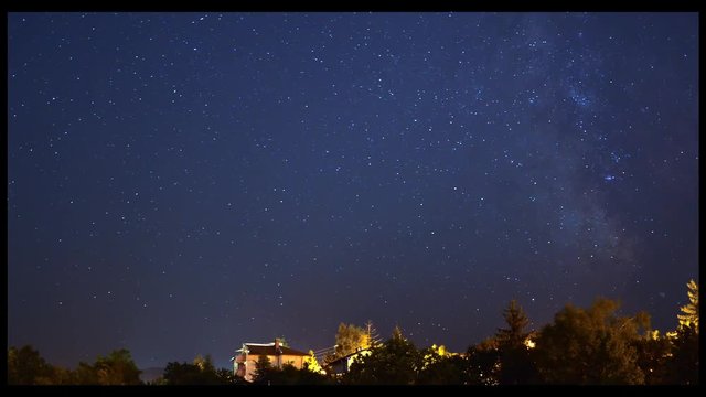 night timelapse at small town 