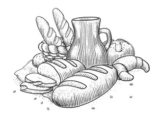 Bakery products still life vector illustration