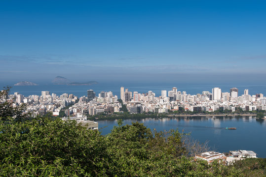 Aerial View of Ipanema District between Ocean and Lagoon, Rio de Janeiro