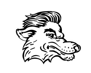 Vintage Black And White Hair Pomade Barber Shop Character - Super Cool Neat Wolf 