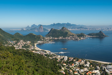 Fototapeta na wymiar Scenic View of Rio de Janeiro and Niteroi Mountains with Guanabara Bay