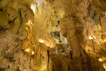 Gruta da Moeda Cave in Fatima, Portugal is an old cave, where one will find ancient stalactite and stalagmite formations.