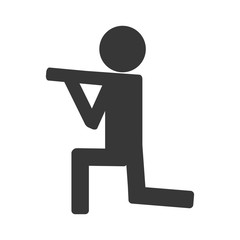 man shooting icon on knees isolated vector illustration