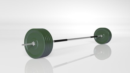 Weights, metal weight set, sports equipment isolated on white background, 3D illustration