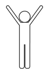 Sketch icon of people with hands up winner champion isolated vector illustration