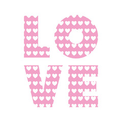 love word with heart shape isolated vector illustration