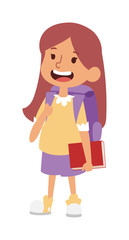 School kid going study, childhood happy primary education character vector. School kid education and happy school kid study at primary school. School kids preschool classroom.