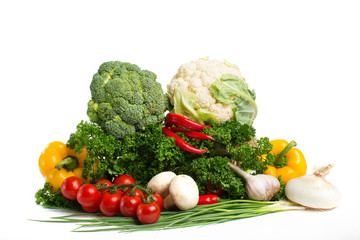 Different vegetables isolated on white.
