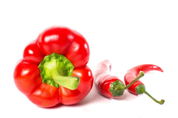 Fototapeta na wymiar Red hot pepper and paprika isolated.