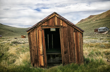 Abandoned buildings in the mining ghost two of Bodie, California.