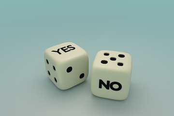 YES or NO dice,3D rendering isolated on plain background