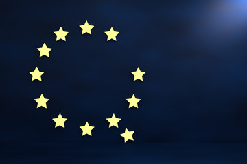 3D rendering of European union stars falling down