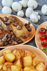 Pork roulades with mushrooms and vegetables