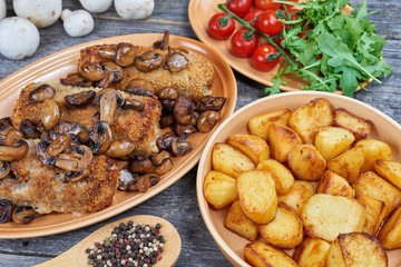 Pork roulades with mushrooms and vegetables