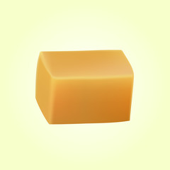 Light brown caramel sweets on cream background