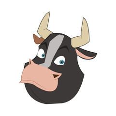 simple flat design bull cartoon icon vector illustration