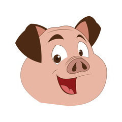 flat design pig cartoon icon vector illustration