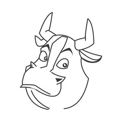 simple flat design bull cartoon icon vector illustration