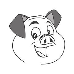 flat design pig cartoon icon vector illustration