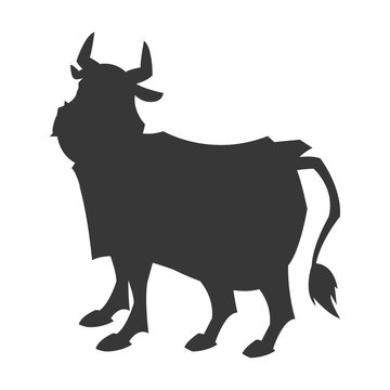 simple flat design bull cartoon icon vector illustration