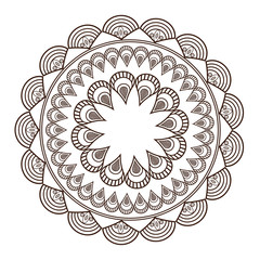 flat design round petal like decorative line mandala icon vector illustration